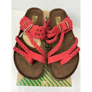 White Mountain Hayleigh Leather Footbeds Red Sandal Shoes Size: 9
